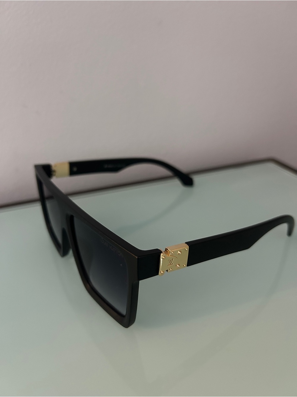Men's Black Sunglasses with Gold Accents